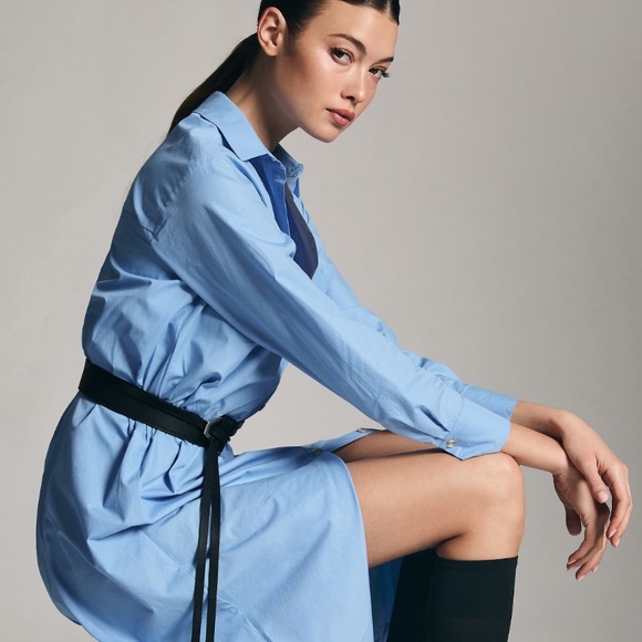 Anthropologie Maeve Long-Sleeve Shirt Dress in Blue - Picture 2 of 7